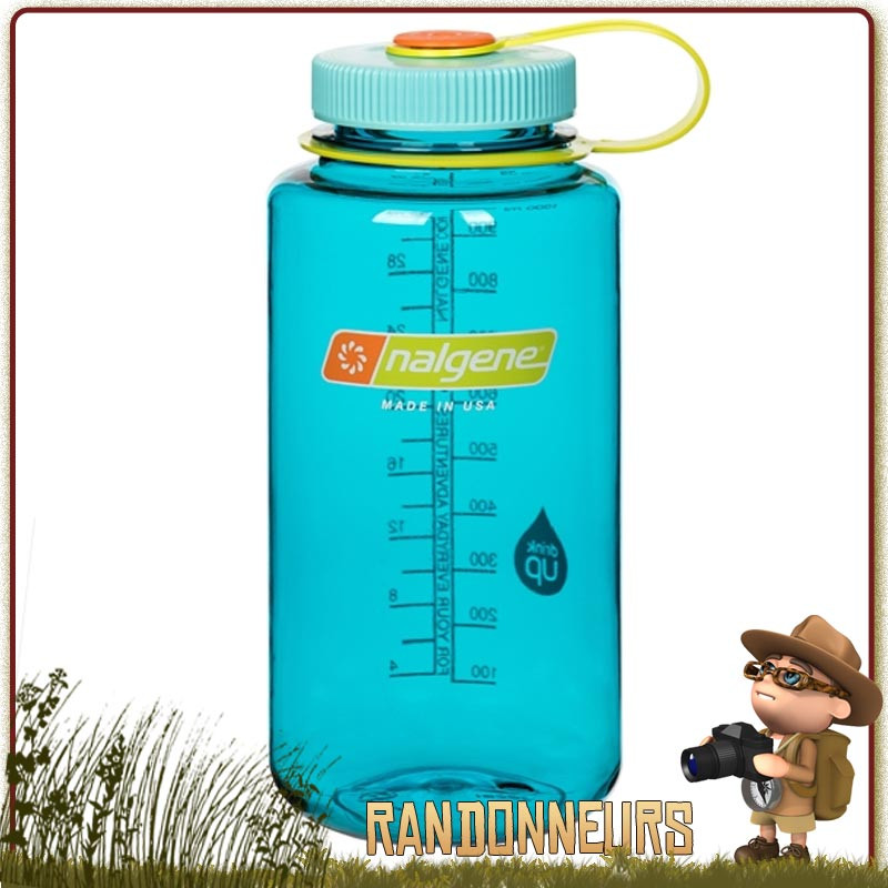 Gourde Nalgene plastique grande ouverture 1 litre. Bouteille Nalgene tritan, robuste, randonnée, survie Bushcraft.