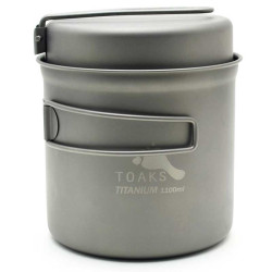 Popote titane Toaks 1100 ml avec poêle randonnée ultralight en solo