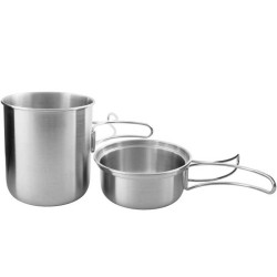 Mug inox Tatonka Handle Mug 600 Set bushcraft randonnée solo bivouac feu de camp
