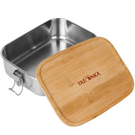 Boîte repas inox Tatonka Lunch Box I 800 Bamboo couvercle assiette planche découpe transport sécurisé