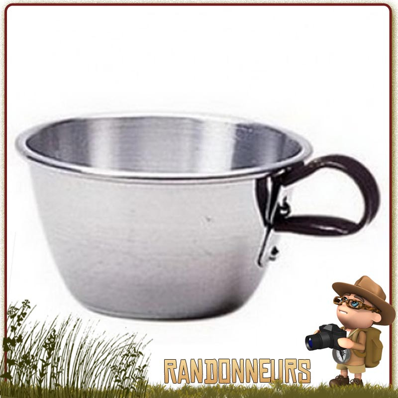 quart conique aluminium 30 cl de camping cao avec anses fixes. Tasse alu résistante de camp bushcraft survie