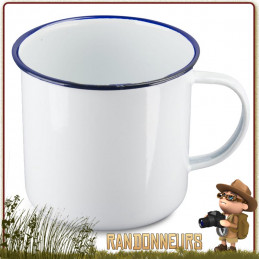 Tasse Mug Acier Tôle Émaillée 56 cl BLANC Highlander robuste pour un bivouac bushcraft en forêt ou camping nature