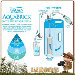 Système de Filtration Eau Aquabrick Sagan Life système de filtration complet virus, bactéries, métaux lourds survie urgence