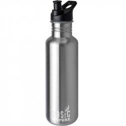 GOURDE SPORT INOX 75 CL AVEC BOUCHON TETINE BASIC NATURE